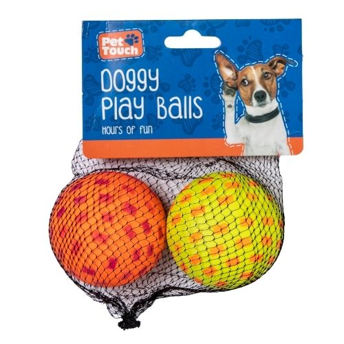 Pet Touch Doggy Play Balls Assorted Neon Colours 2 Pk