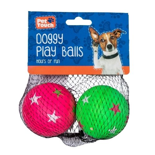 Pet Touch Doggy Play Balls Assorted Neon Colours 2 Pk