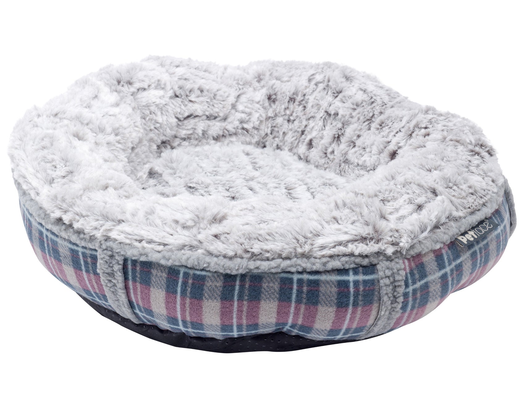 Petface Donut Cat Bed Dove Grey Faux Fur
