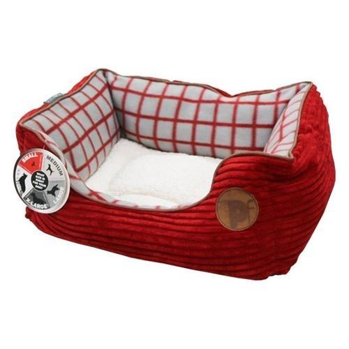 Petface Red Jumbo Cord Window Pane Dog Bed Square - Assorted
