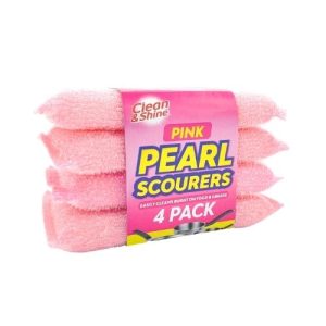 Clean & Shine Pink Pearl Scourers 4 Pack