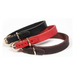 Hounds Plain Leather Puppy Collar Assorted Colours
