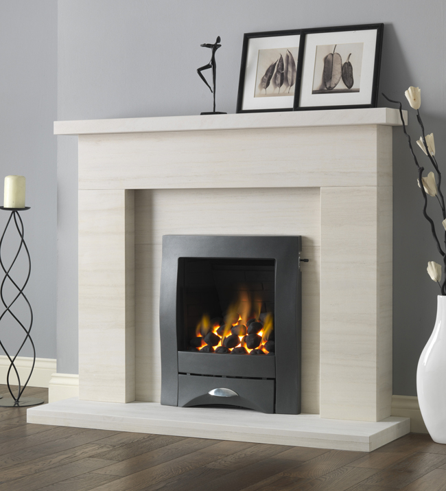 PureGlow Drayton Limestone Fireplace