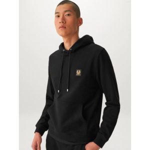 Belstaff Mens Black Cotton Fleece Hoodie