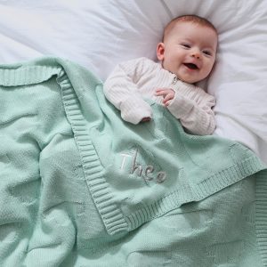 Personalised My 1st Years Gift Box Blue Cloud Jacquard Baby Blanket