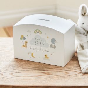 Personalised Born In 2025 Animal Money Box FSC®