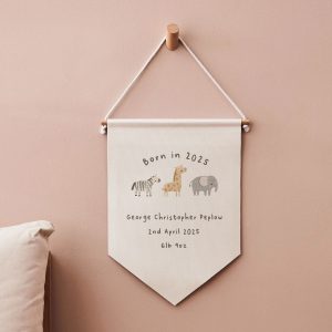 Personalised Born In 2025 Animal Wall Hanging
