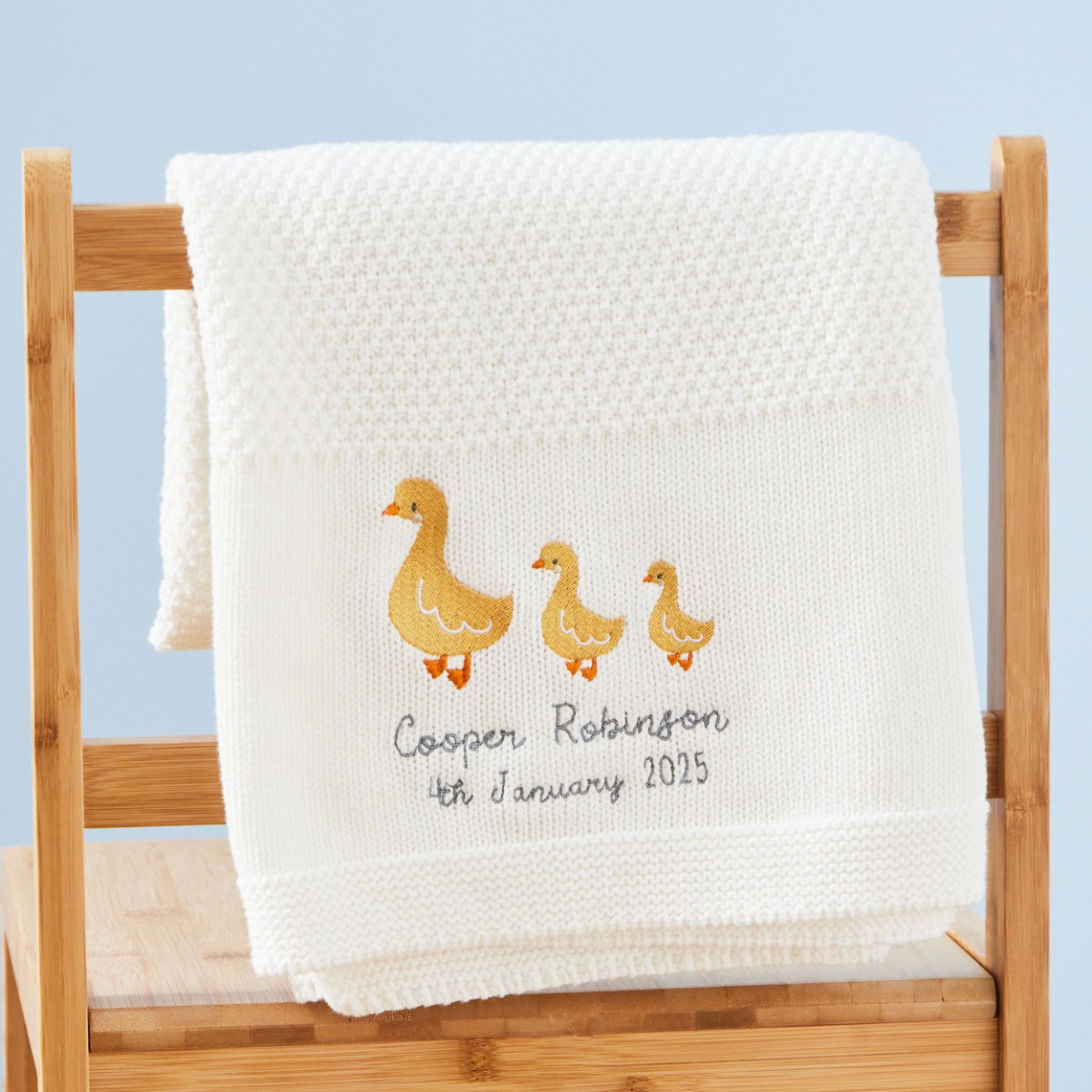 Personalised Three Ducks Ivory Shawl