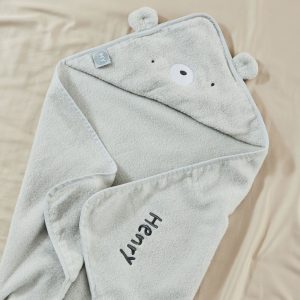 Personalised Grey Bear Hooded Towel
