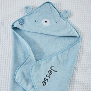 Personalised Blue Bear Hooded Towel