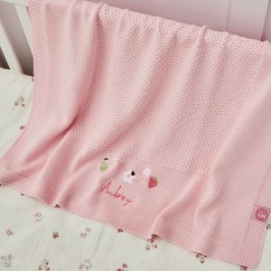 Personalised Fruit Floral Pink Knitted Shawl