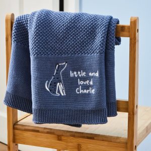 Personalised Dalmatian Mid Blue Knitted Shawl