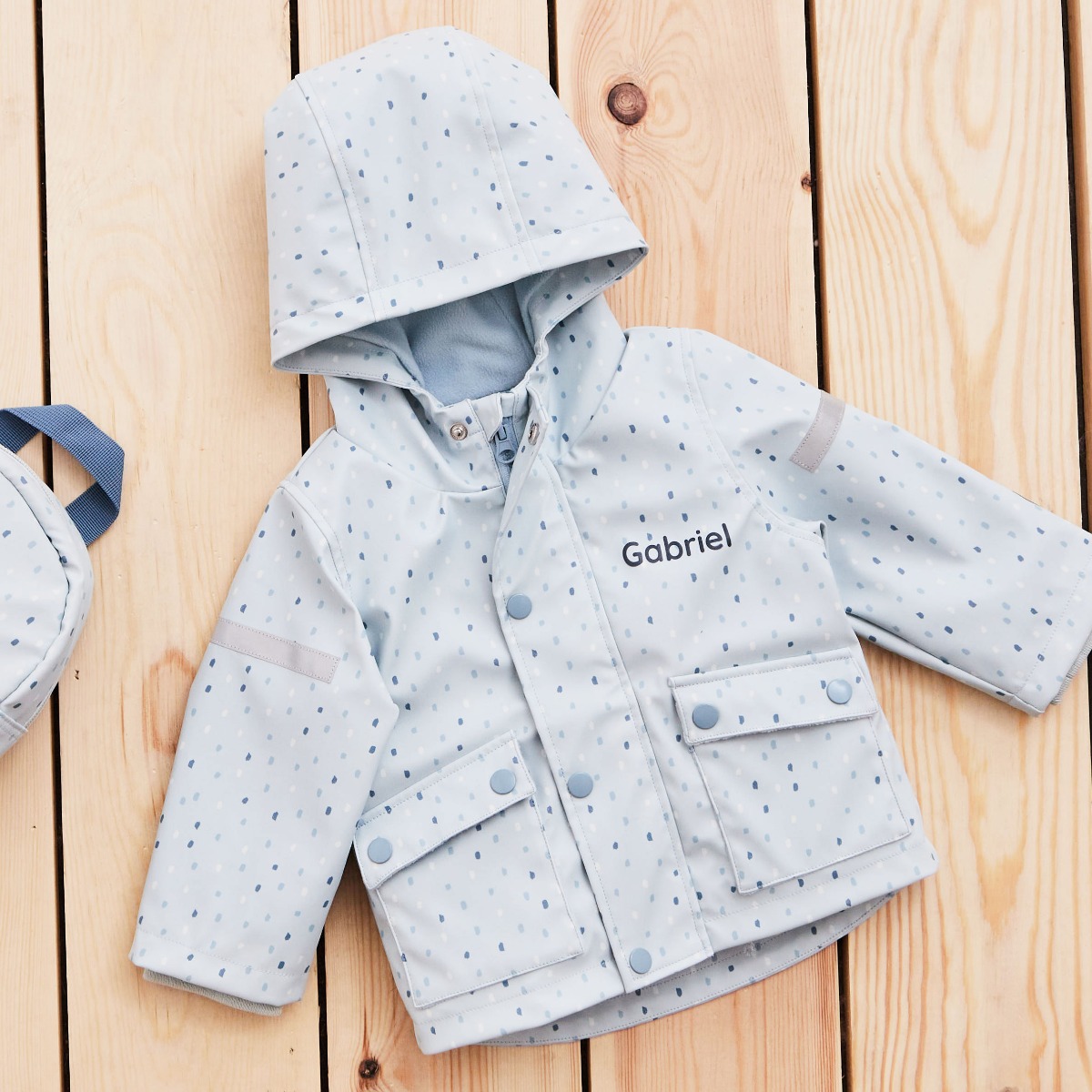 Personalised Blue Spot Print Raincoat