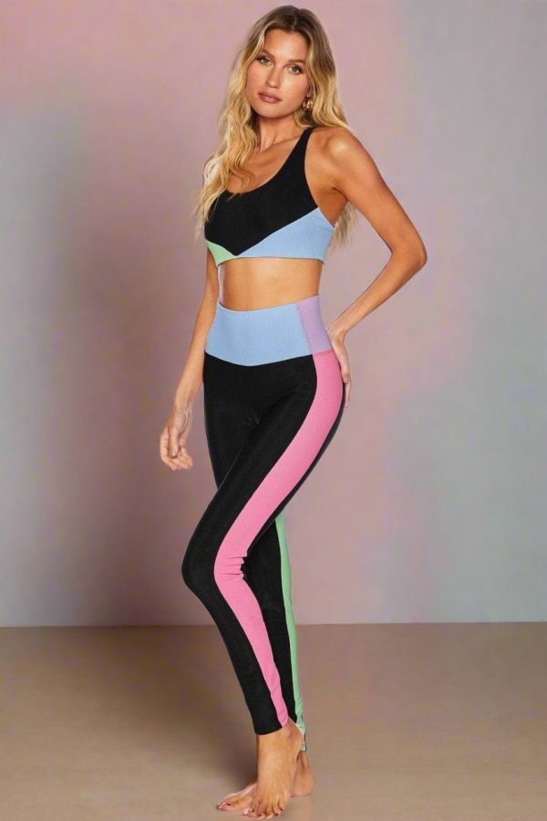 Beach Riot Colorblock Pretty Pastels Leggings as seen on Sarah Jayne Dunn Size: M Colour: Black