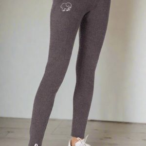 Ivory Ella Smiley Dark Heather Grey Knit Joggers Size: S Colour: Grey