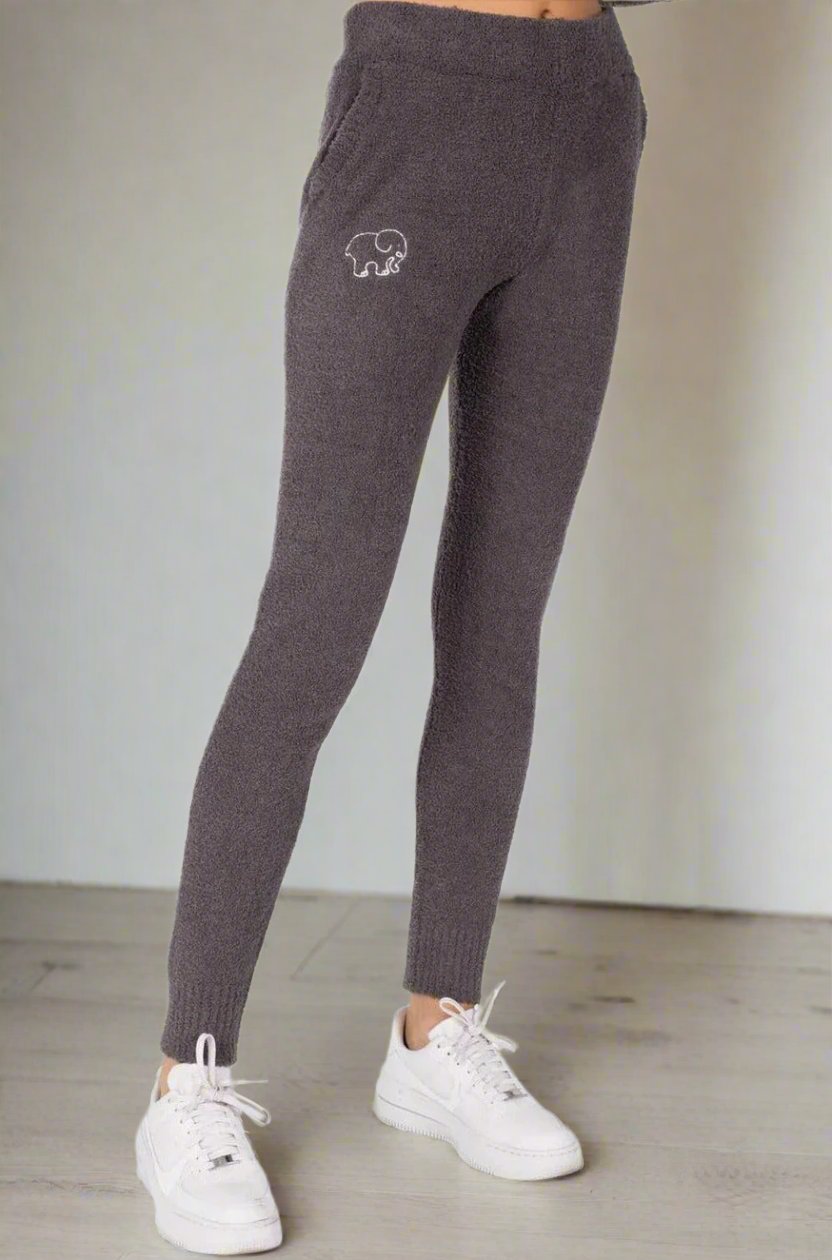 Ivory Ella Smiley Dark Heather Grey Knit Joggers Size: S Colour: Grey