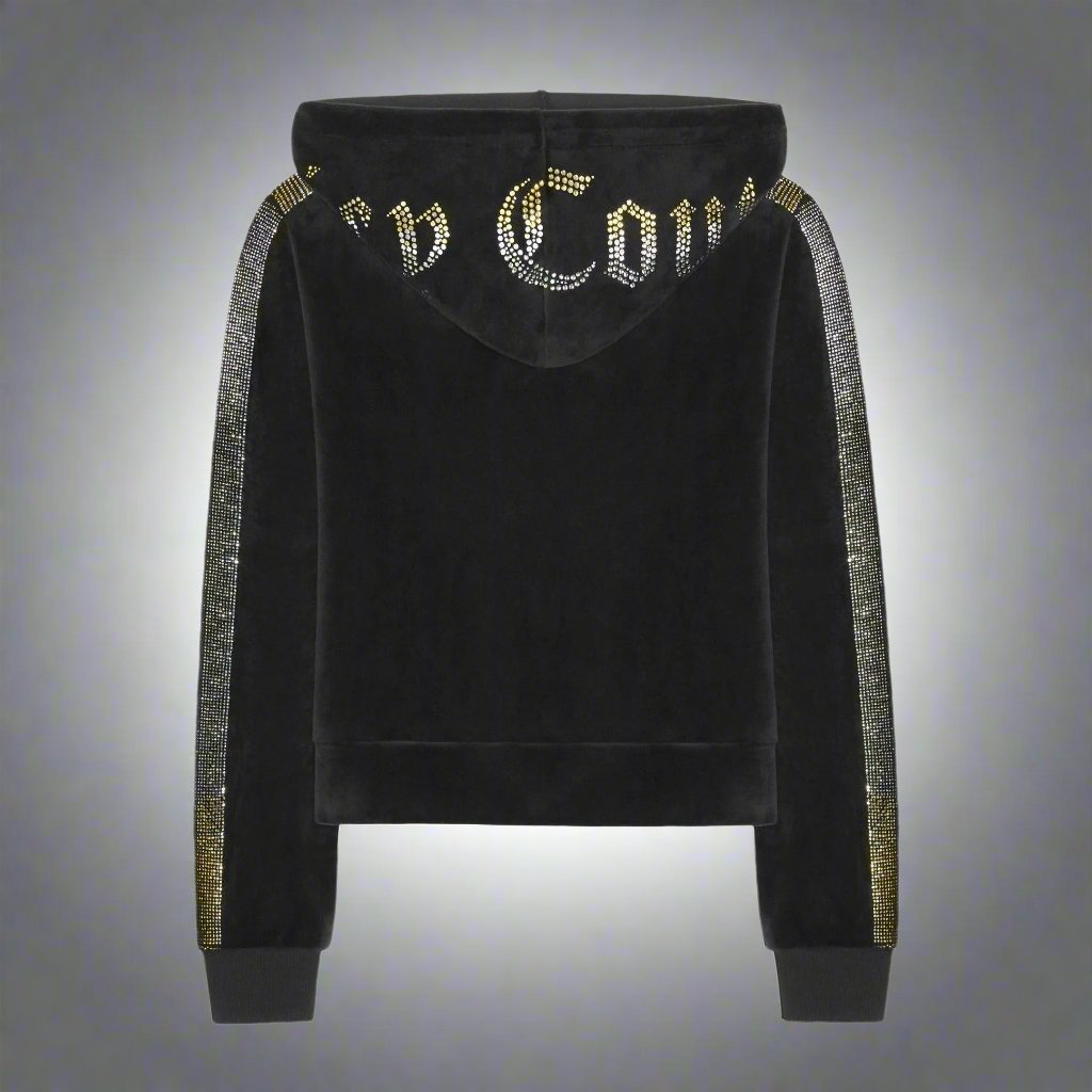 Juicy Couture Anniversary Long Sleeved Velour Hoodie Size: S Colour: Black