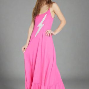Lauren Moshi Beatrix Scribble Lightning Maxi Dress Size: XL Colour: Pink