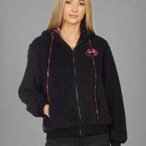 Lauren Moshi Deandra Plaid Lip Sherpa Fleece Jacket Size: XL Colour: Black