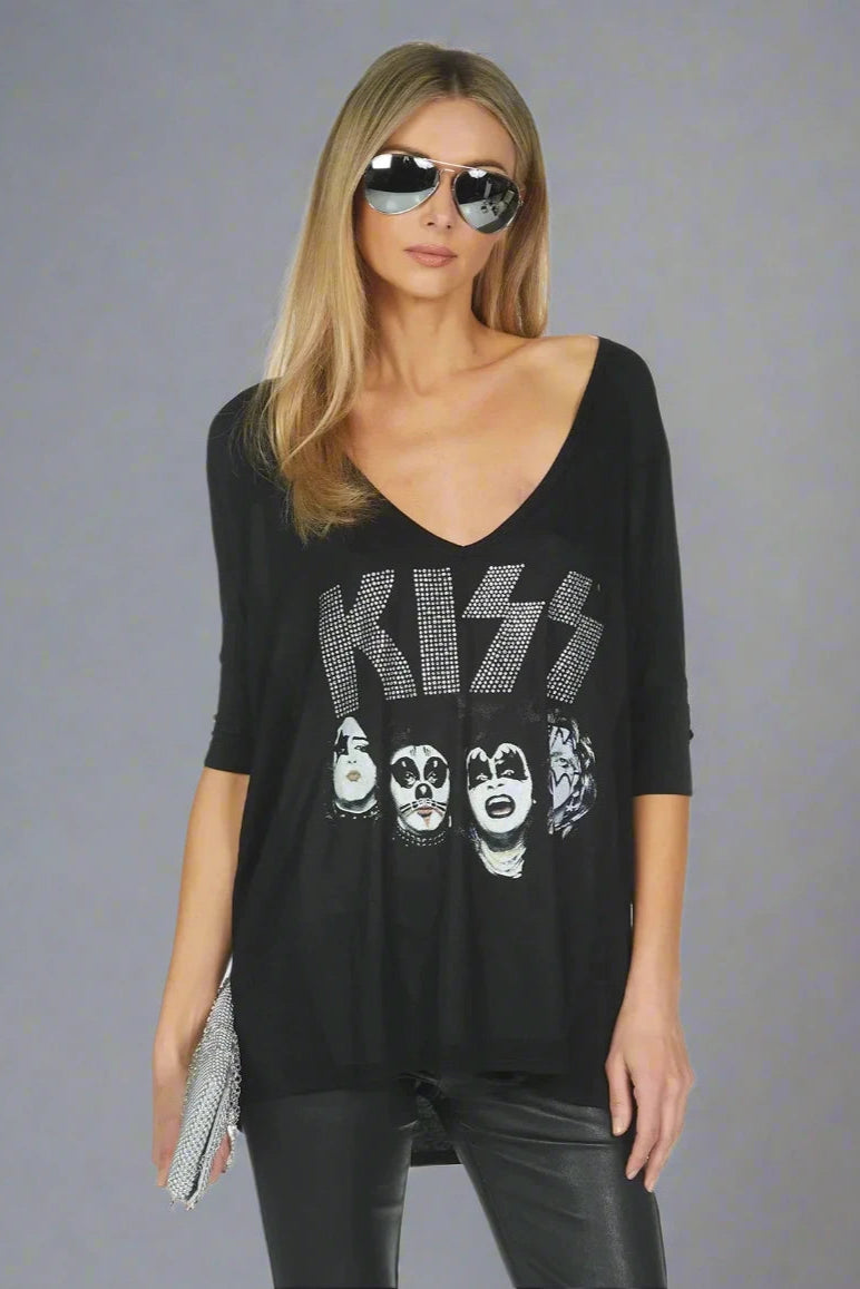 Lauren Moshi Eva x Kiss Oversized T-Shirt Size: M Colour: Black
