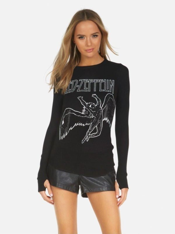 Lauren Moshi McKinley X Led Zeppelin Outline Thermal Top Size: M Colour: Black