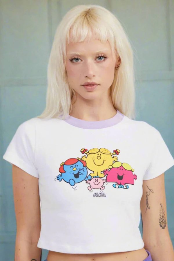 Samii Ryan x Mr Men Happy Gals Baby Tee Colour: White Size: M