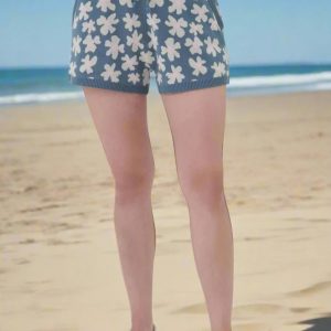 Spiritual Gangster Floral Jacquard Relaxed Sweater Shorts Size: L Colour: Blue