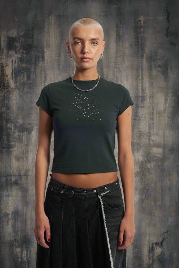 The Ragged Priest Cross My Heart Baby Tee Size: 12 Colour: Black