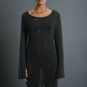 The Ragged Priest Charmed Knit MinI Dress Colour: Black Size: 10