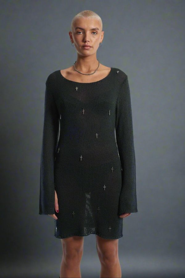 The Ragged Priest Charmed Knit MinI Dress Colour: Black Size: 10