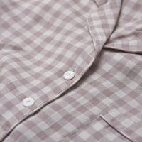 Women's Gingham Pyjama Trouser Set, Mushroom By Piglet in Bed | Size: Extra Large | Colour: Mushroom Gingham