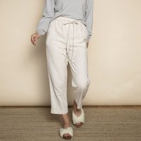 Organic Cotton & Hemp Cropped Lounge Trousers By Dip & Doze | Colour: Oat | Size: M