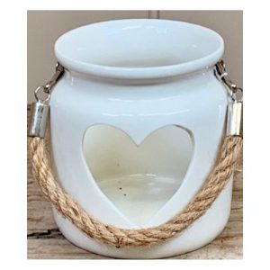 Ceramic White Heart Tealight Holder