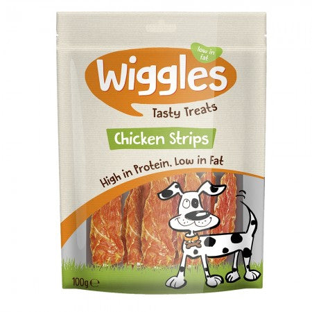 Wiggles Chicken Strips Dog Treats Assorted Sizes