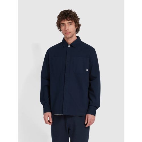 Farah Mens True Navy Leon Long Sleeve Shirt