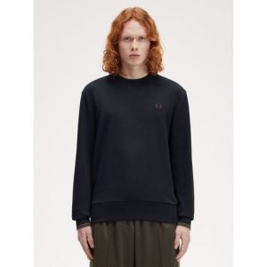 Fred Perry Mens Navy Laurel Wreath Green Brick Crew Neck Sweatshirt
