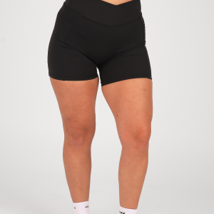 CloudLuxe Black Wrap Pocket 7" Shorts