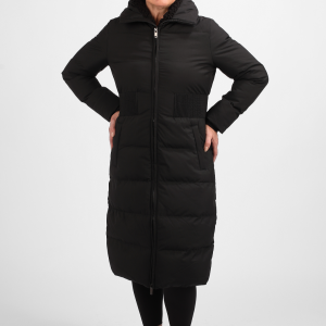 Contour Long Line Black Puffer Coat