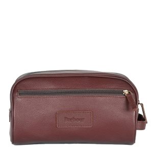 Barbour Leather Wash Bag Dark Brown