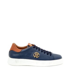 Sneaker Con Logo Oro Roberto Cavalli