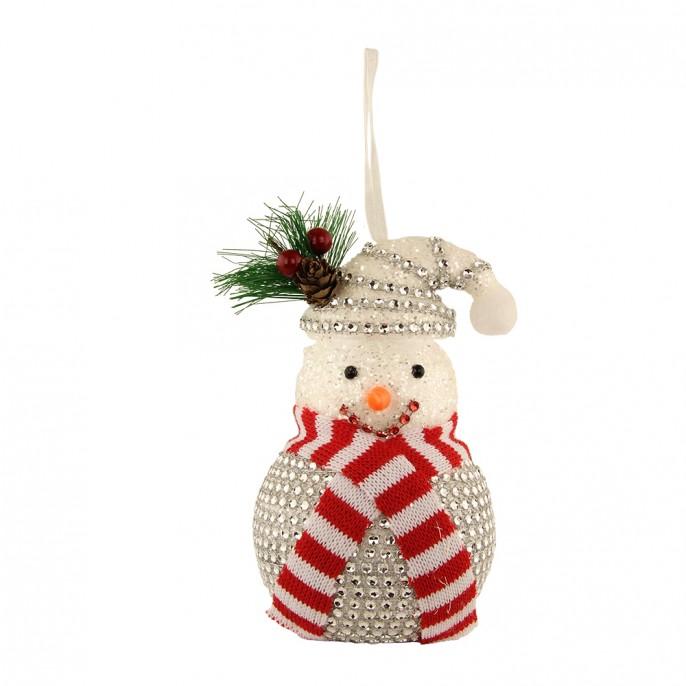 Silver Gem Snowman Hanging Festive Christmas Decoration