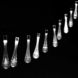 20 Raindrop Solar String Lights- Assorted Colours