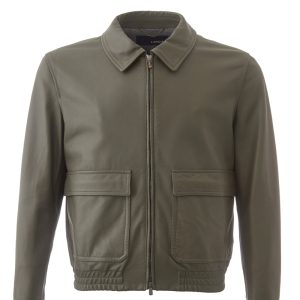 Giubbino in Pelle con Maxi Tasche Lardini