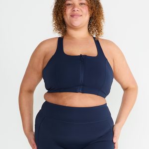 CloudLuxe Navy Zip Sports Bra