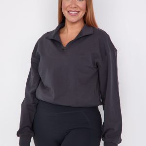Ultra Soft Quarter Zip Charcoal Sweatshirt