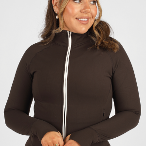 CloudLuxe Contrast Coffee Jacket