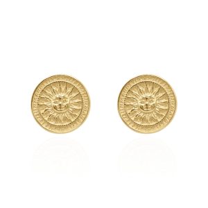 Aelia Sun Coin Studs | 18k Gold Plated