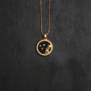 Asta Zodiac Star Sign Necklace - Blue Sandstone | 18K Gold Plated