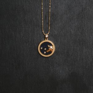 Asta Zodiac Star Sign Necklace - Blue Sandstone | 18K Gold Plated