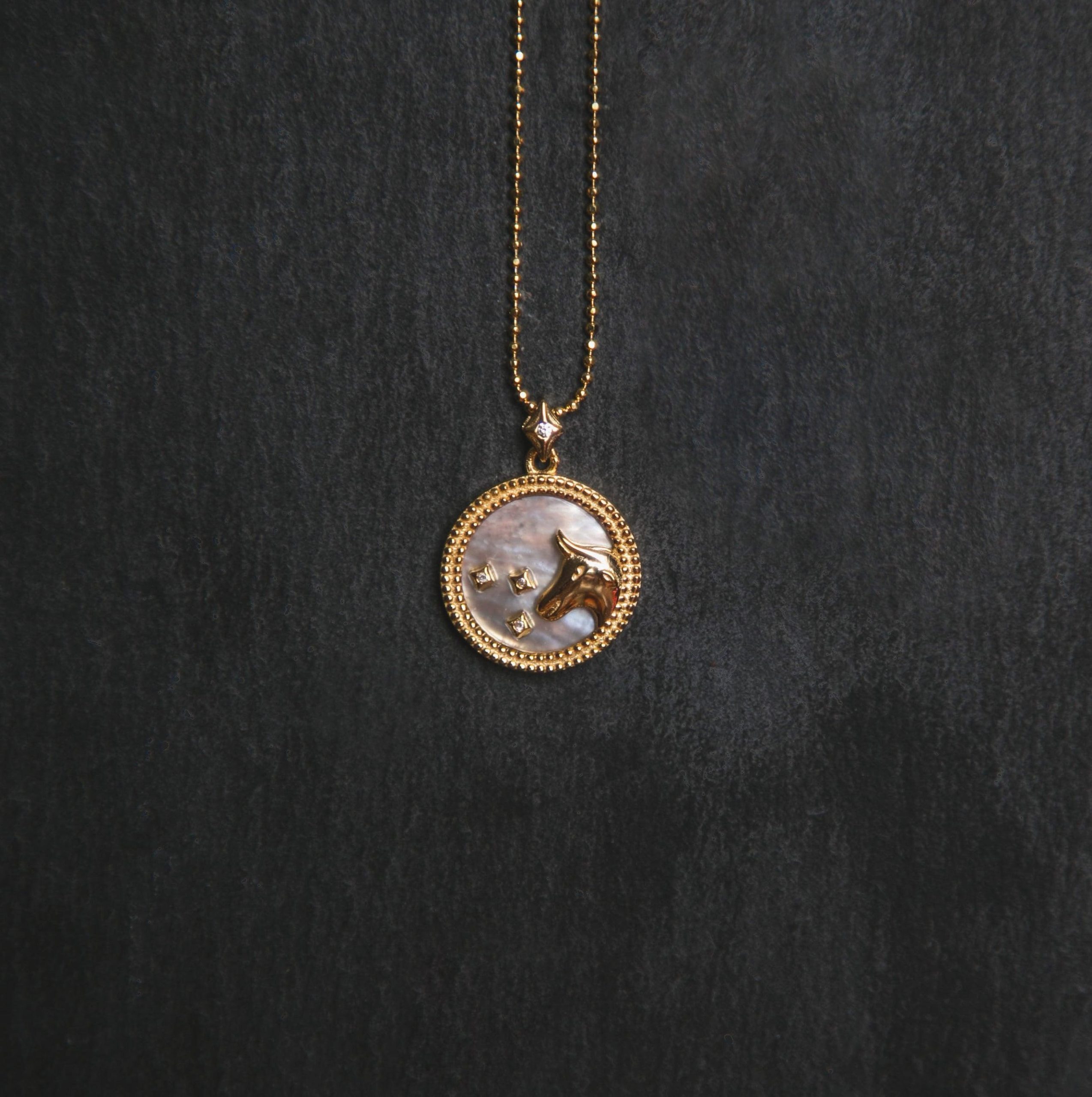 Asta Zodiac Star Sign Necklace - Mother of Pearl | 18K Gold Plated
